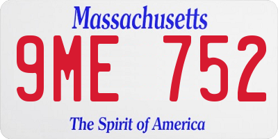 MA license plate 9ME752