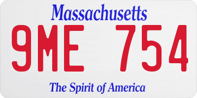 MA license plate 9ME754