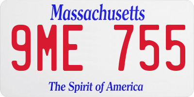 MA license plate 9ME755