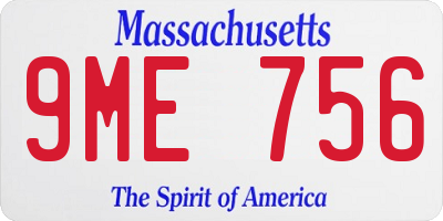 MA license plate 9ME756