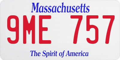 MA license plate 9ME757