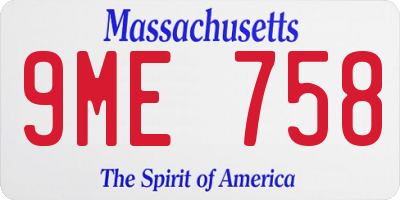 MA license plate 9ME758