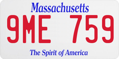 MA license plate 9ME759