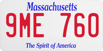 MA license plate 9ME760