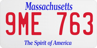 MA license plate 9ME763