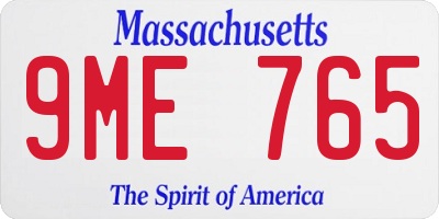 MA license plate 9ME765