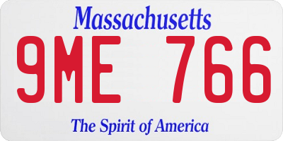 MA license plate 9ME766