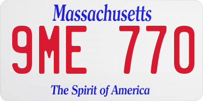 MA license plate 9ME770