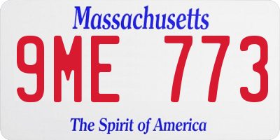 MA license plate 9ME773