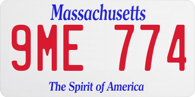 MA license plate 9ME774