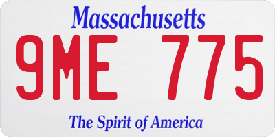 MA license plate 9ME775