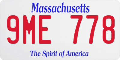 MA license plate 9ME778