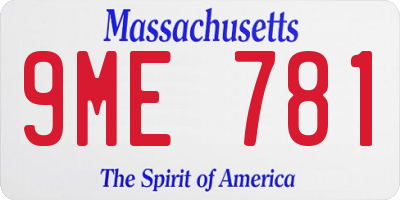 MA license plate 9ME781