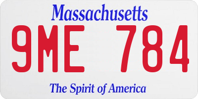 MA license plate 9ME784