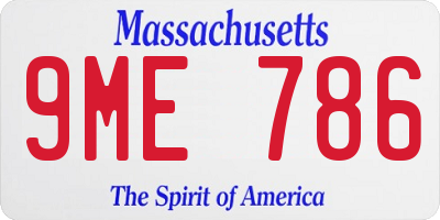 MA license plate 9ME786