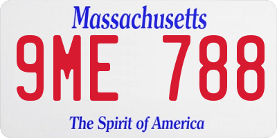 MA license plate 9ME788