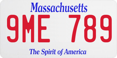 MA license plate 9ME789
