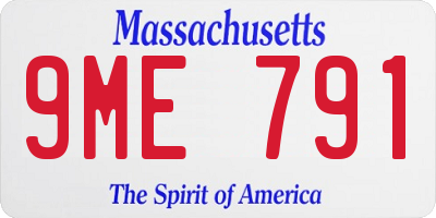 MA license plate 9ME791