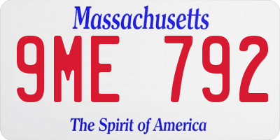 MA license plate 9ME792