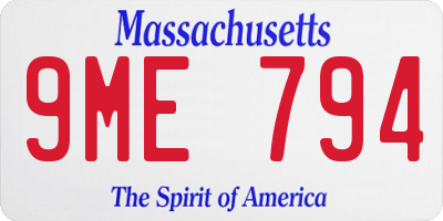 MA license plate 9ME794