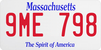 MA license plate 9ME798
