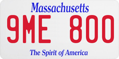 MA license plate 9ME800