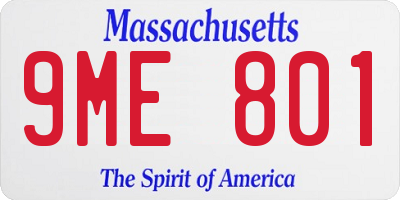 MA license plate 9ME801