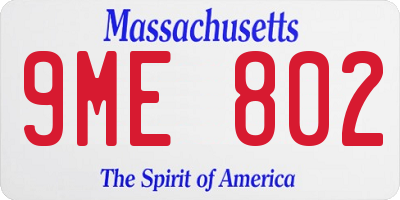 MA license plate 9ME802