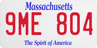 MA license plate 9ME804