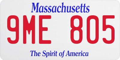 MA license plate 9ME805