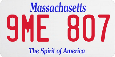 MA license plate 9ME807