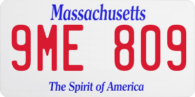 MA license plate 9ME809