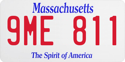 MA license plate 9ME811