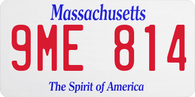 MA license plate 9ME814