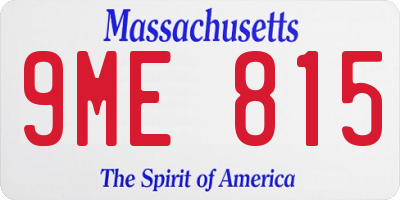 MA license plate 9ME815