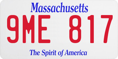 MA license plate 9ME817