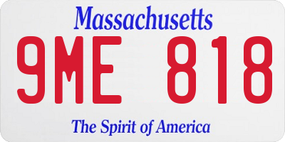 MA license plate 9ME818