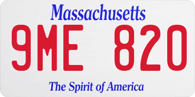 MA license plate 9ME820
