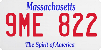 MA license plate 9ME822