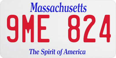 MA license plate 9ME824