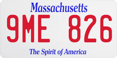 MA license plate 9ME826