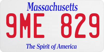 MA license plate 9ME829