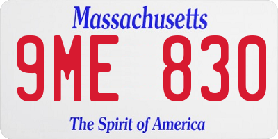 MA license plate 9ME830