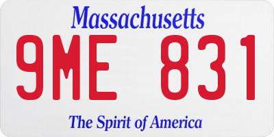 MA license plate 9ME831