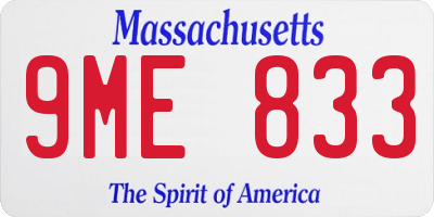 MA license plate 9ME833