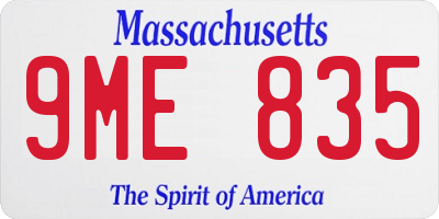 MA license plate 9ME835