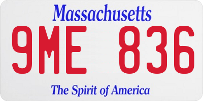 MA license plate 9ME836