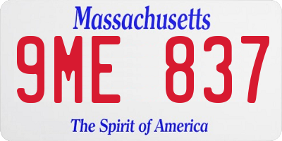 MA license plate 9ME837