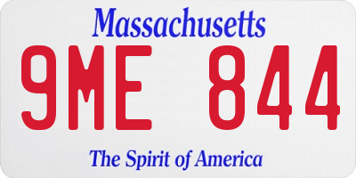 MA license plate 9ME844