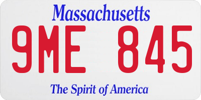 MA license plate 9ME845